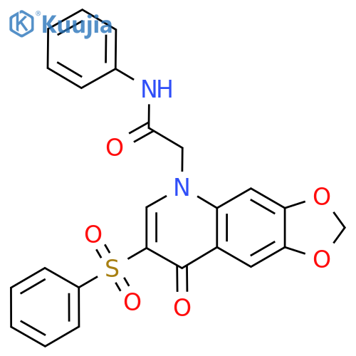 2-7-(benzenesulfonyl)-8-oxo-2H,5H,8H-1,3dioxolo4,5-gquinolin-5-yl-N-phenylacetamide structure