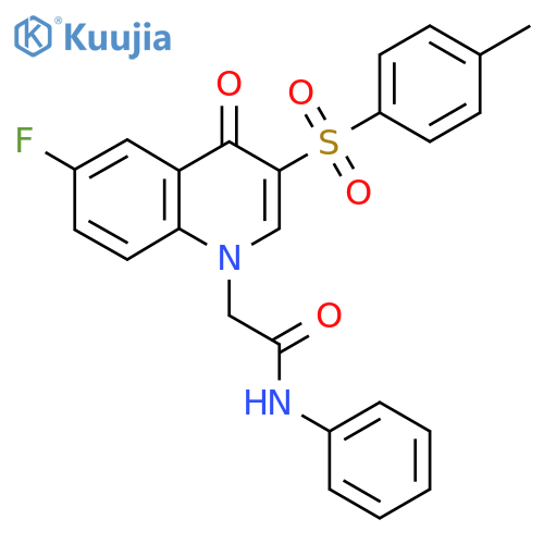 2-6-fluoro-3-(4-methylbenzenesulfonyl)-4-oxo-1,4-dihydroquinolin-1-yl-N-phenylacetamide structure