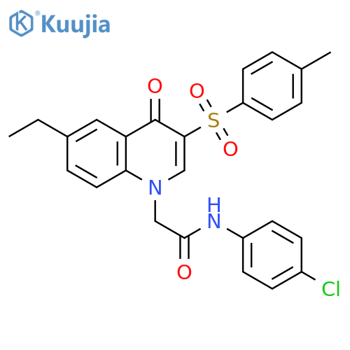 N-(4-chlorophenyl)-2-6-ethyl-3-(4-methylbenzenesulfonyl)-4-oxo-1,4-dihydroquinolin-1-ylacetamide structure