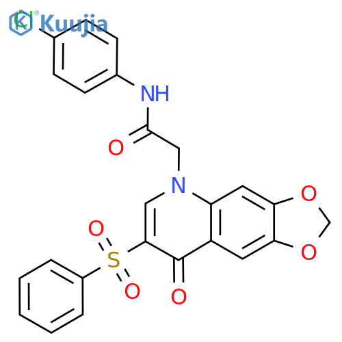 2-7-(benzenesulfonyl)-8-oxo-2H,5H,8H-1,3dioxolo4,5-gquinolin-5-yl-N-(4-chlorophenyl)acetamide structure