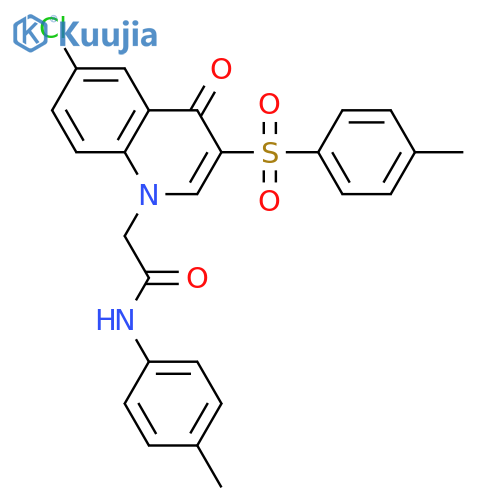 2-6-chloro-3-(4-methylbenzenesulfonyl)-4-oxo-1,4-dihydroquinolin-1-yl-N-(4-methylphenyl)acetamide structure