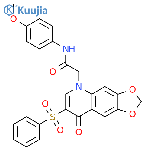 2-7-(benzenesulfonyl)-8-oxo-2H,5H,8H-1,3dioxolo4,5-gquinolin-5-yl-N-(4-methoxyphenyl)acetamide structure