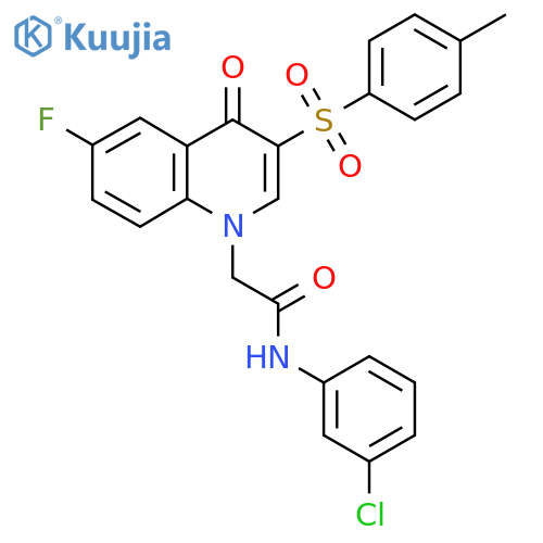 N-(3-chlorophenyl)-2-6-fluoro-3-(4-methylbenzenesulfonyl)-4-oxo-1,4-dihydroquinolin-1-ylacetamide structure