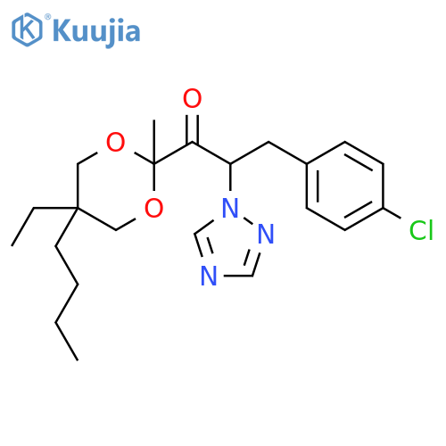 1-Propanone,1-(5-butyl-5-ethyl-2-methyl-1,3-dioxan-2-yl)-3-(4-chlorophenyl)-2-(1H-1,2,4-triazol-1-yl)- structure