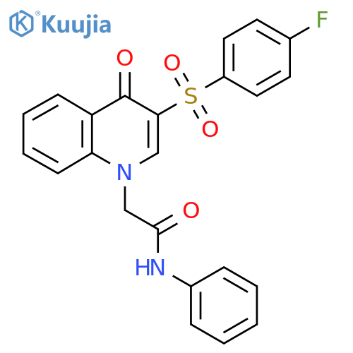 2-3-(4-fluorobenzenesulfonyl)-4-oxo-1,4-dihydroquinolin-1-yl-N-phenylacetamide structure