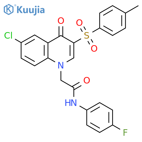 2-6-chloro-3-(4-methylbenzenesulfonyl)-4-oxo-1,4-dihydroquinolin-1-yl-N-(4-fluorophenyl)acetamide structure