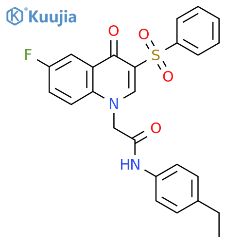 2-3-(benzenesulfonyl)-6-fluoro-4-oxo-1,4-dihydroquinolin-1-yl-N-(4-ethylphenyl)acetamide structure