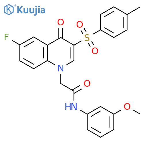 2-6-fluoro-3-(4-methylbenzenesulfonyl)-4-oxo-1,4-dihydroquinolin-1-yl-N-(3-methoxyphenyl)acetamide structure