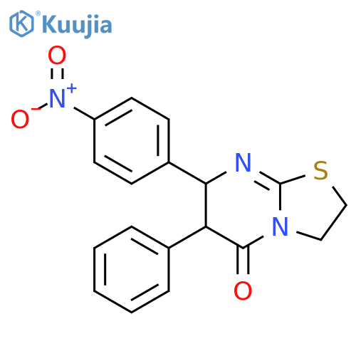5H-Thiazolo[3,2-a]pyrimidin-5-one, 2,3,6,7-tetrahydro-7-(4-nitrophenyl)-6-phenyl- structure