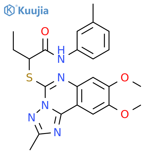 2-({8,9-dimethoxy-2-methyl-1,2,4triazolo1,5-cquinazolin-5-yl}sulfanyl)-N-(3-methylphenyl)butanamide structure