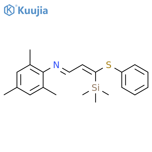 Benzenamine, 2,4,6-trimethyl-N-[3-(phenylthio)-3-(trimethylsilyl)-2-propenylidene]-, (E,E)- (9CI) structure
