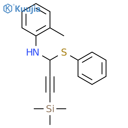 Benzenamine, 2-methyl-N-[1-(phenylthio)-3-(trimethylsilyl)-2-propynyl]- structure