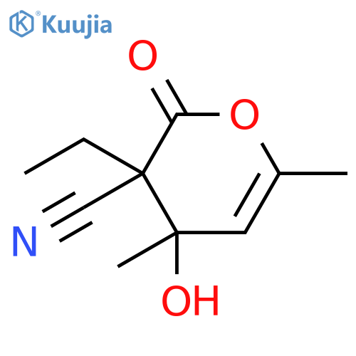 2H-Pyran-3-carbonitrile,3-ethyl-3,4-dihydro-4-hydroxy-4,6-dimethyl-2-oxo- structure