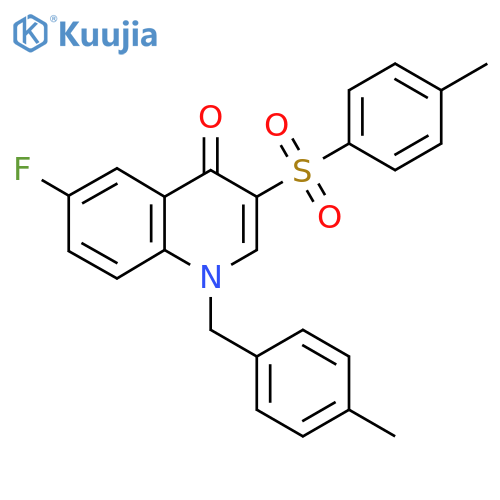 6-fluoro-3-(4-methylbenzenesulfonyl)-1-(4-methylphenyl)methyl-1,4-dihydroquinolin-4-one structure