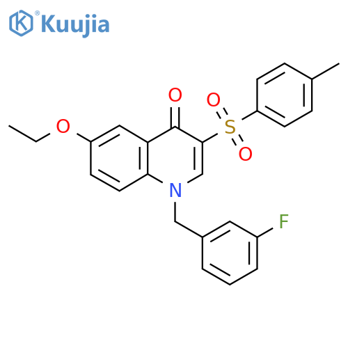 6-ethoxy-1-(3-fluorophenyl)methyl-3-(4-methylbenzenesulfonyl)-1,4-dihydroquinolin-4-one structure