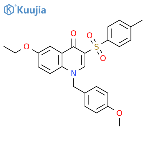 6-ethoxy-1-(4-methoxyphenyl)methyl-3-(4-methylbenzenesulfonyl)-1,4-dihydroquinolin-4-one structure