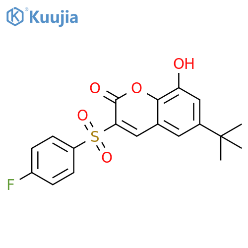 6-tert-butyl-3-(4-fluorobenzenesulfonyl)-8-hydroxy-2H-chromen-2-one structure
