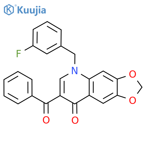 7-benzoyl-5-(3-fluorophenyl)methyl-2H,5H,8H-1,3dioxolo4,5-gquinolin-8-one structure