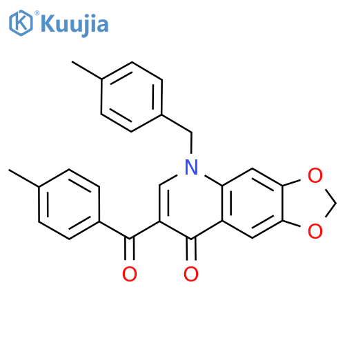 7-(4-methylbenzoyl)-5-(4-methylphenyl)methyl-2H,5H,8H-1,3dioxolo4,5-gquinolin-8-one structure