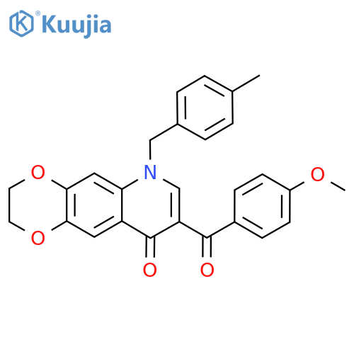 8-(4-methoxybenzoyl)-6-(4-methylphenyl)methyl-2H,3H,6H,9H-1,4dioxino2,3-gquinolin-9-one structure