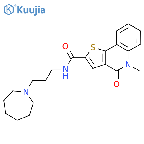 N-(3-(Azepan-1-yl)propyl)-5-methyl-4-oxo-4,5-dihydrothieno[3,2-c]quinoline-2-carboxamide structure
