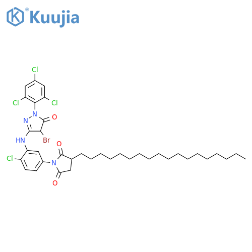 2,5-Pyrrolidinedione, 1-[3-[[4-bromo-4,5-dihydro-5-oxo-1-(2,4,6-trichlorophenyl)-1H-pyrazol-3-yl]amino]-4-chlorophenyl]-3-octadecyl- structure