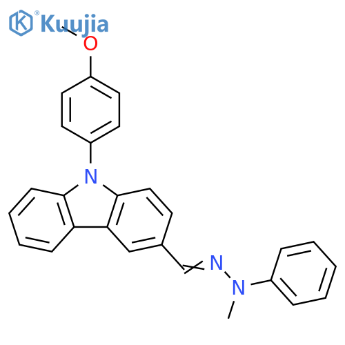 9H-Carbazole-3-carboxaldehyde, 9-(4-methoxyphenyl)-, 2-methyl-2-phenylhydrazone structure