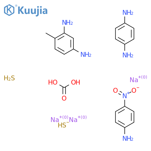 Trisodium;benzene-1,4-diamine;carbonic acid;4-methylbenzene-1,3-diamine;4-nitroaniline;sulfane;sulfanide structure