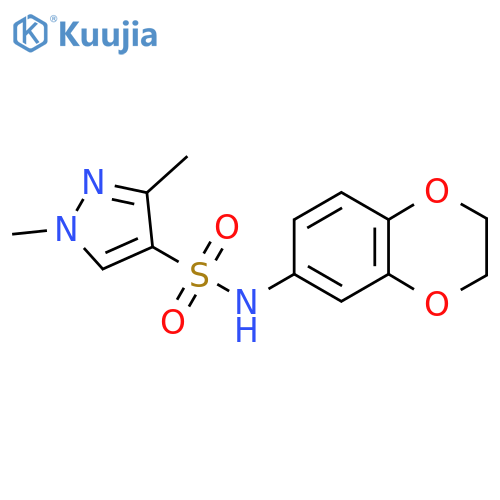 N-(2,3-dihydro-1,4-benzodioxin-6-yl)-1,3-dimethyl-1H-pyrazole-4-sulfonamide structure