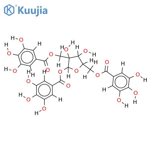 1,2',5'-Tris(3,4,5-trihydroxybenzoyl)-beta-D-Furanose-2-C-Hydroxymethylribose structure