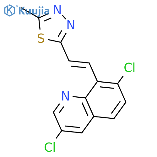 Quinoline, 3,7-dichloro-8-[2-(5-methyl-1,3,4-thiadiazol-2-yl)ethenyl]- structure