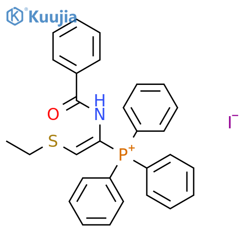 Phosphonium, [1-(benzoylamino)-2-(ethylthio)ethenyl]triphenyl-, iodide structure