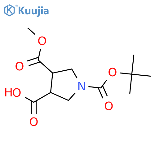 1-(tert-Butoxycarbonyl)-4-(methoxycarbonyl)pyrrolidine-3-carboxylic acid structure