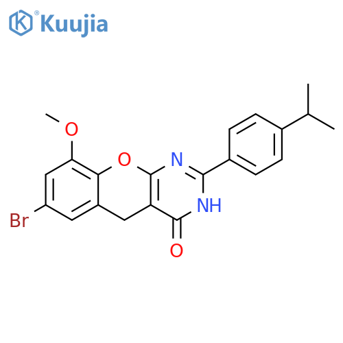 7-bromo-9-methoxy-2-4-(propan-2-yl)phenyl-3H,4H,5H-chromeno2,3-dpyrimidin-4-one structure