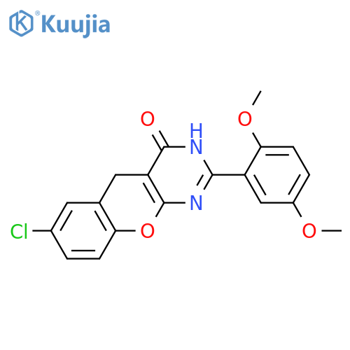 7-chloro-2-(2,5-dimethoxyphenyl)-3H,4H,5H-chromeno2,3-dpyrimidin-4-one structure