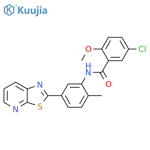 5-chloro-2-methoxy-N-(2-methyl-5-{1,3thiazolo5,4-bpyridin-2-yl}phenyl)benzamide structure