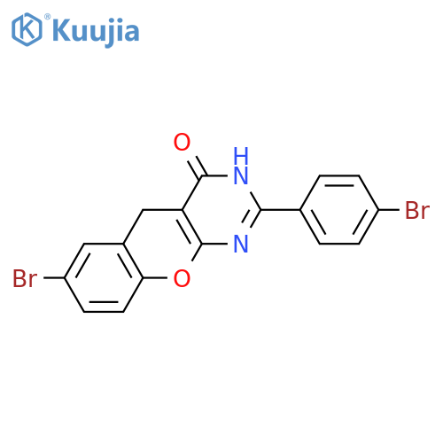 7-bromo-2-(4-bromophenyl)-3H,4H,5H-chromeno2,3-dpyrimidin-4-one structure