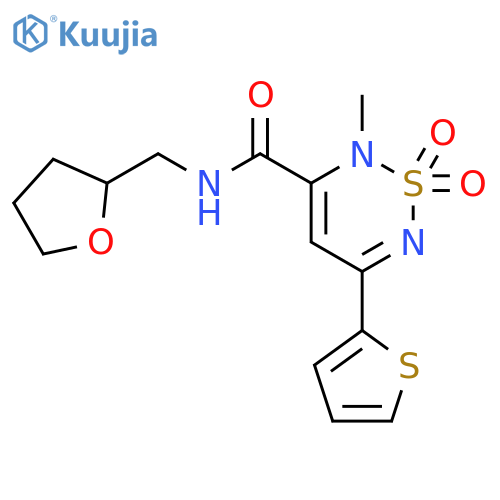<br>2-methyl-N-(tetrahydro-2-furanylmethyl)-5-(2-thienyl)-2H-1,2,6-thiadiazine- 3-carboxamide 1,1-dioxide structure