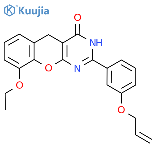 9-ethoxy-2-3-(prop-2-en-1-yloxy)phenyl-3H,4H,5H-chromeno2,3-dpyrimidin-4-one structure