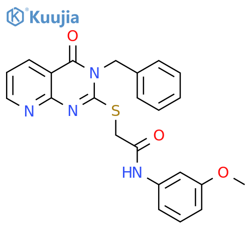 2-({3-benzyl-4-oxo-3H,4H-pyrido2,3-dpyrimidin-2-yl}sulfanyl)-N-(3-methoxyphenyl)acetamide structure