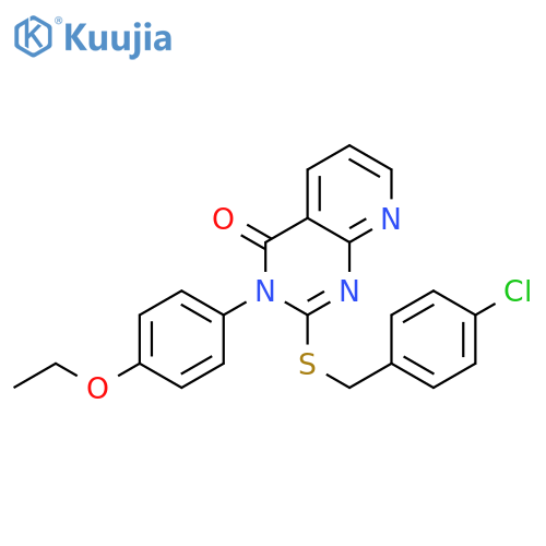 2-{(4-chlorophenyl)methylsulfanyl}-3-(4-ethoxyphenyl)-3H,4H-pyrido2,3-dpyrimidin-4-one structure