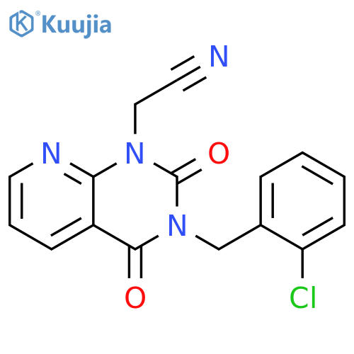 2-{3-(2-chlorophenyl)methyl-2,4-dioxo-1H,2H,3H,4H-pyrido2,3-dpyrimidin-1-yl}acetonitrile structure