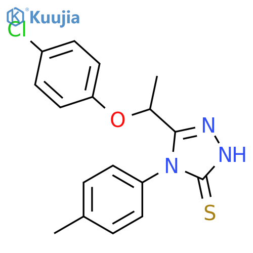 3H-1,2,4-Triazole-3-thione, 5-[1-(4-chlorophenoxy)ethyl]-2,4-dihydro-4-(4-methylphenyl)- structure