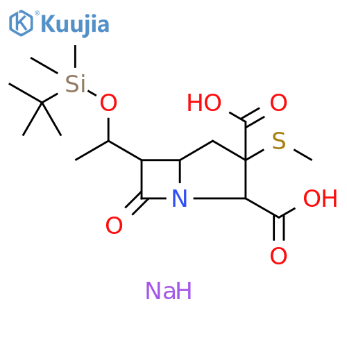 1-Azabicyclo[3.2.0]heptane-2,3-dicarboxylic acid, 6-[1-[[(1,1-dimethylethyl)dimethylsilyl]oxy]ethyl]-3-(methylthio)-7-oxo-, sodium salt (1:2) structure