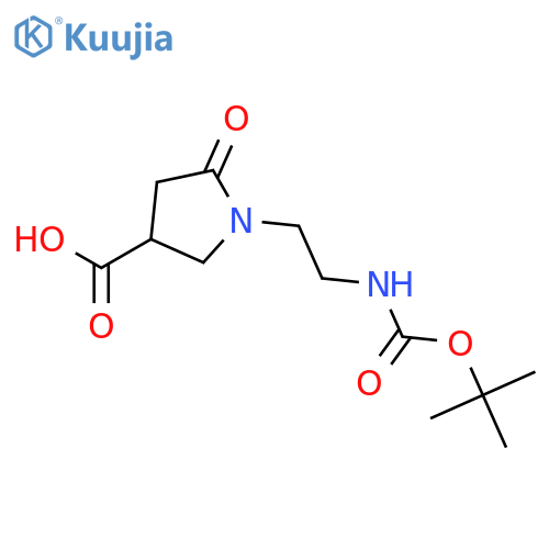 1-(2-((tert-Butoxycarbonyl)amino)ethyl)-5-oxopyrrolidine-3-carboxylic acid structure