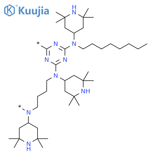 Poly[[6-[octyl(2,2,6,6-tetramethyl-4-piperidinyl)amino]-1,3,5-triazine-2,4-diyl][(2,2,6,6-tetramethyl-4-piperidinyl)imino]-1,4-butanediyl[(2,2,6,6-tetramethyl-4-piperidinyl)imino]] structure