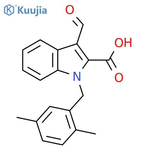 1-(2,5-Dimethylbenzyl)-3-formyl-1H-indole-2-carboxylic acid structure