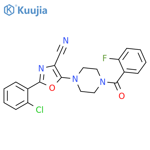 2-(2-chlorophenyl)-5-4-(2-fluorobenzoyl)piperazin-1-yl-1,3-oxazole-4-carbonitrile structure