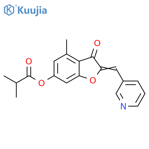(2Z)-4-methyl-3-oxo-2-(pyridin-3-yl)methylidene-2,3-dihydro-1-benzofuran-6-yl 2-methylpropanoate structure