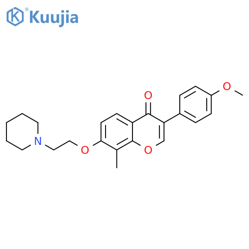 3-(4-methoxyphenyl)-8-methyl-7-2-(piperidin-1-yl)ethoxy-4H-chromen-4-one structure